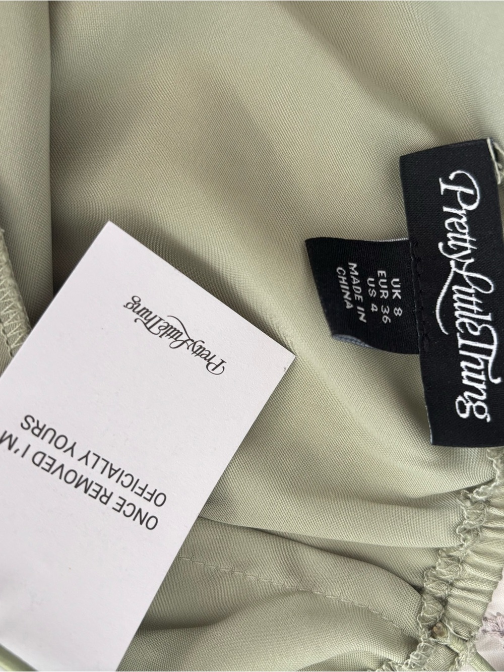 NWT PrettyLittleThing Pale Green Feather-Trim Slip Maxi Dress - Picture 7 of 7